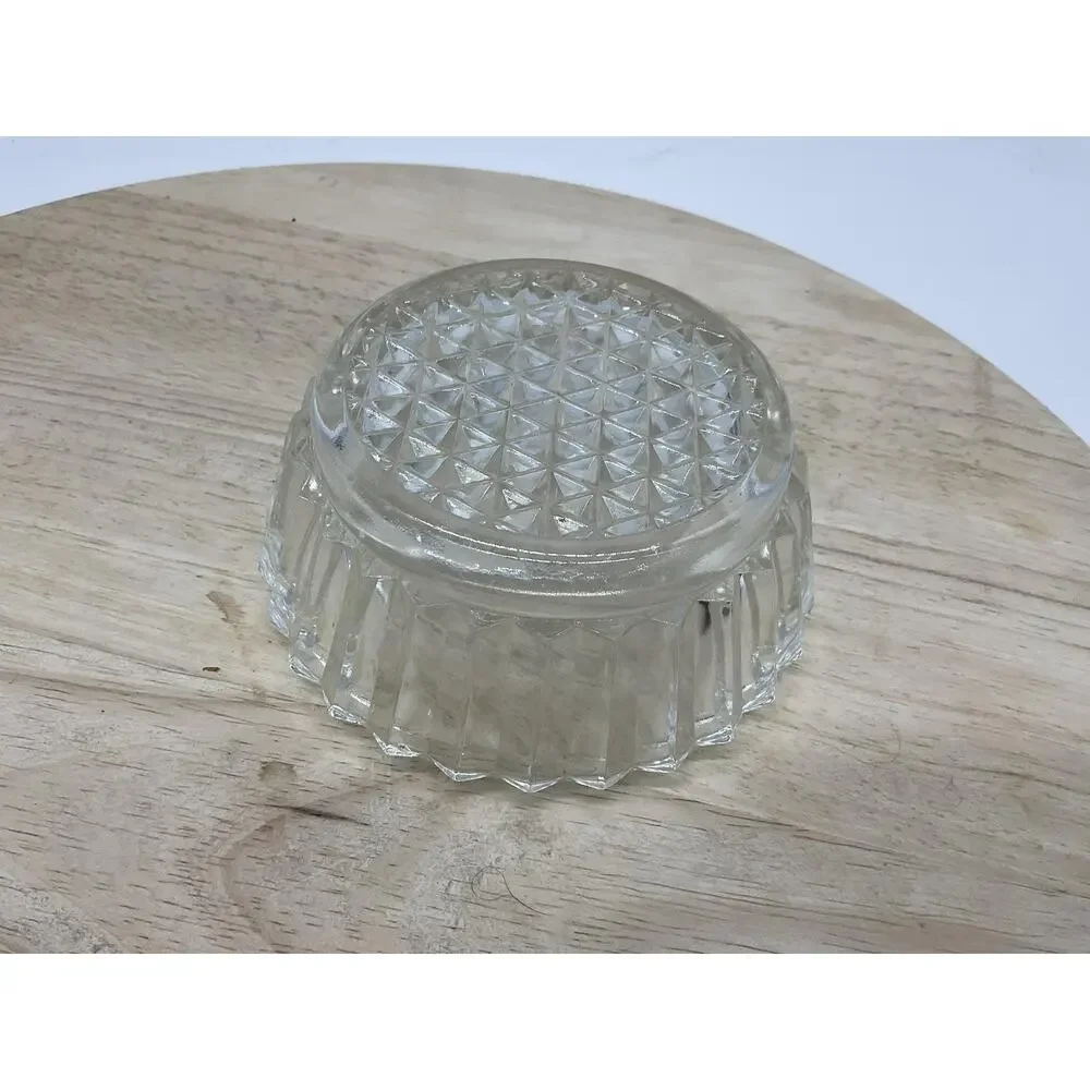 Clear Glass Dessert Bowl Small Geometric Starburst Pattern Unmarked Dish Kitchen